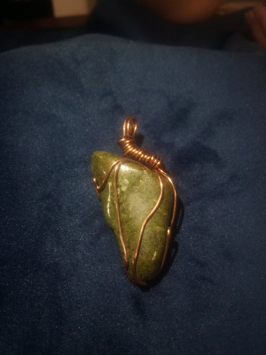 Copper Wire Unakite Necklace