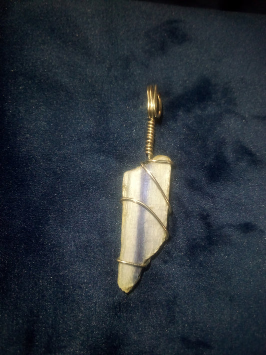 Silver Wire Blue Kyanite Necklace